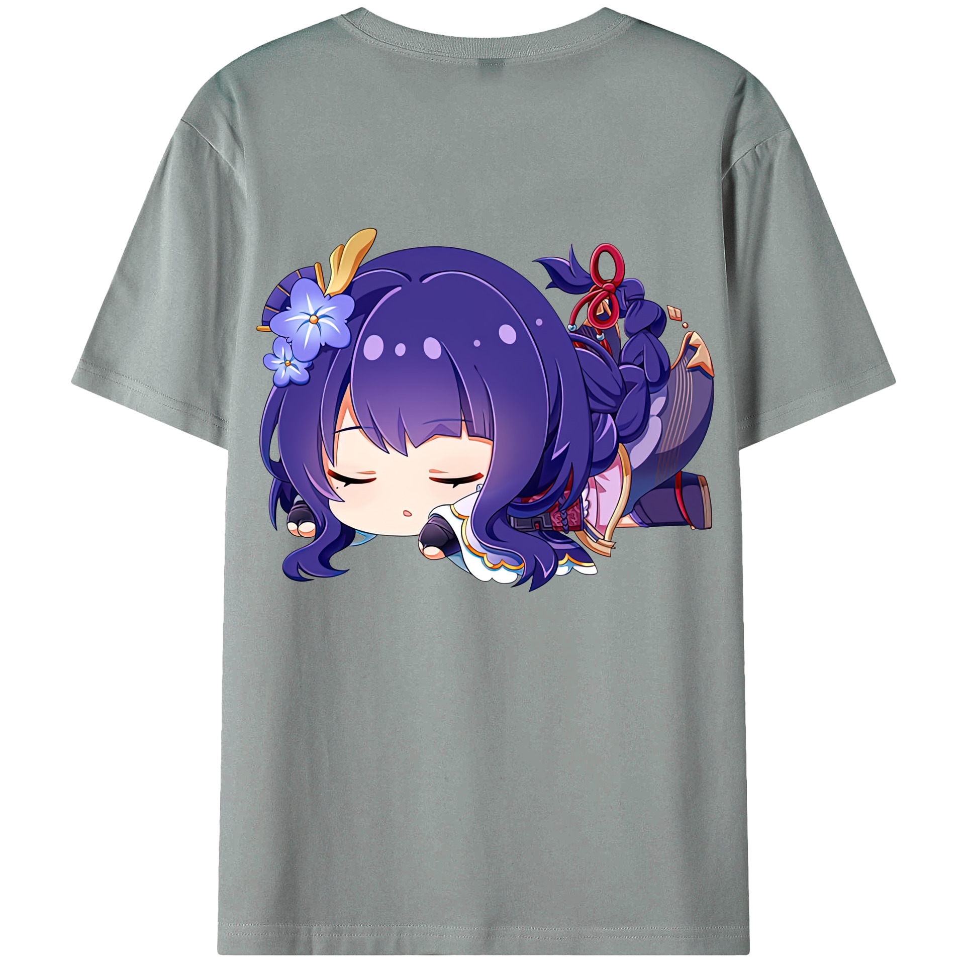 げんし神 雷電将軍 らいでんしょうぐん genshin Raiden Shogun 綿100％ メンズ半袖Tシャツ（バックプリント） 通気性